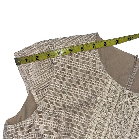 Antonio Melani Women's Cap Sleeve Tan Knit/Crochet Midi Flare Dress Sz 8 NWT - Picture 9 of 11